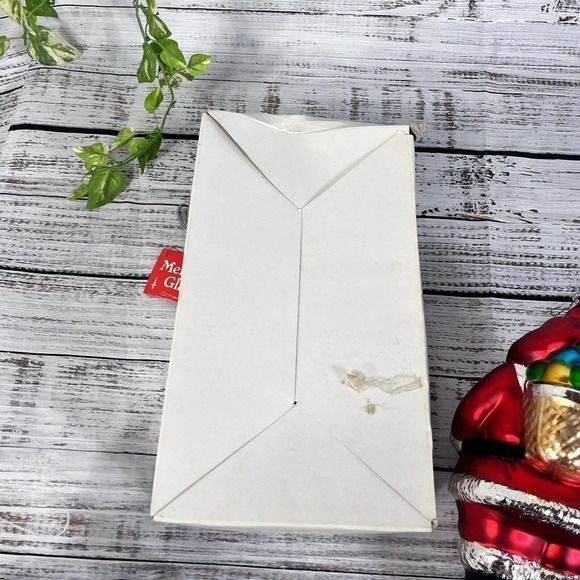 Vintage Department 80 Mercury Glass St. Nick Santa 9" Ornament Handpainted w Box - Picture 15 of 15